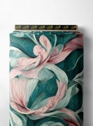 Floral flower style with green, pink colors