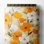 Poppy flower style with orange, white colors