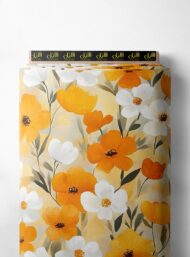 Poppy flower style with orange, white colors