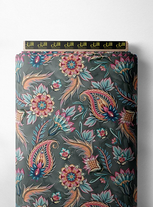 LAI01-0696_1-1.jpg Floral flower style with grey,pink colors - Image 1