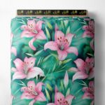 Lily flower style with pink,green colors