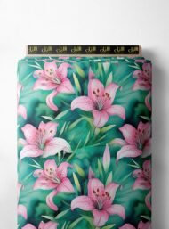 Lily flower style with pink,green colors