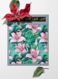 Lily flower style with pink,green colors - Image 6