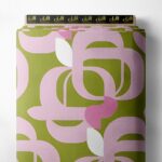 Leaf flower style with pink, green colors