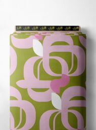 Leaf flower style with pink, green colors