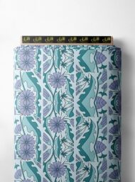 Bloom flower style with blue, green colors