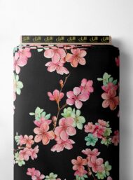 Bloom flower style with pink,green colors