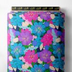 Blossom flower style with blue, pink colors