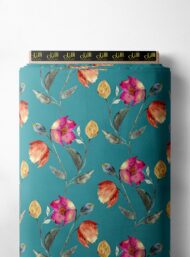 Bloom flower style with red,green colors