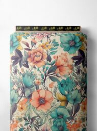 Leaf flower style with pink,green colors