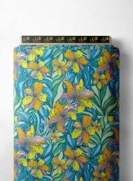 Bloom flower style with yellow,blue colors