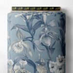 Bloom flower style with blue,white colors