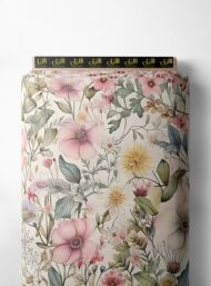 Bloom flower style with pink,green colors