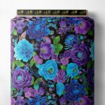 Bloom flower style with blue, green colors