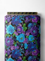 Bloom flower style with blue, green colors