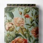 Leaf flower style with green,pink colors