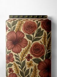 Bloom flower style with red,green colors