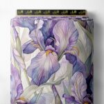 Iris flower style with blue, green colors