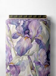 Iris flower style with blue, green colors