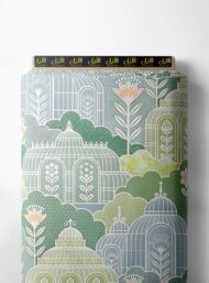 Bloom flower style with green,pink colors