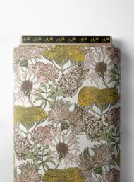 Bloom flower style with green,pink colors