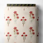 Bloom flower style with red, green colors