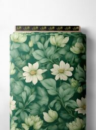 Leaf flower style with green, white colors