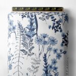 Bloom flower style with blue, white colors