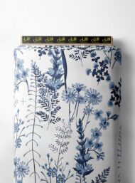 Bloom flower style with blue, white colors