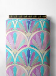 Fan mixed style with pink, blue colors