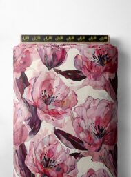 Bloom flower style with pink,green colors