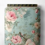 Rose flower style with pink,green colors