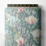 Bloom flower style with green,pink colors