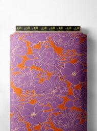 Bloom flower style with purple, orange colors