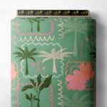 Palm flower style with pink,green colors