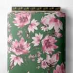 Bloom flower style with pink, green colors