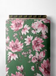 Bloom flower style with pink, green colors