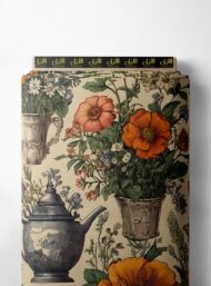 Teapot flower style with orange,green colors