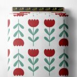 Bloom flower style with red,green colors