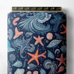 Wave ocean and sky style with blue,orange colors