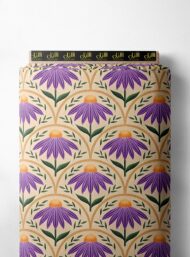 Bloom flower style with purple,yellow colors