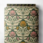 Bloom flower style with green,pink colors