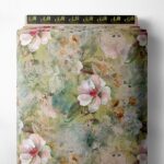 Bloom flower style with green,pink colors