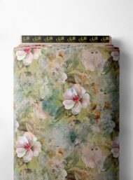 Bloom flower style with green,pink colors