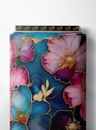 Bloom flower style with pink,blue colors