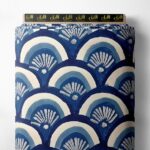 Fan mixed style with blue, white colors