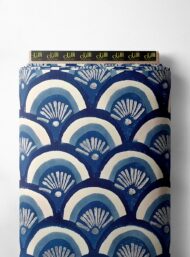 Fan mixed style with blue, white colors