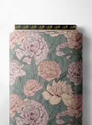 Bloom flower style with pink,green colors