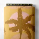 Palm nature style with yellow,pink colors
