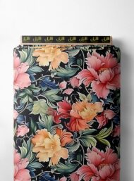 Bloom flower style with pink,green colors